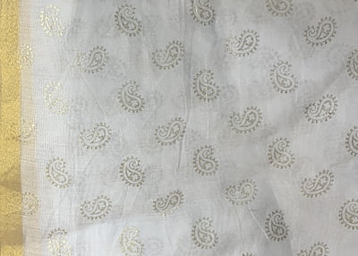 Chanderi Silk Print Turban White