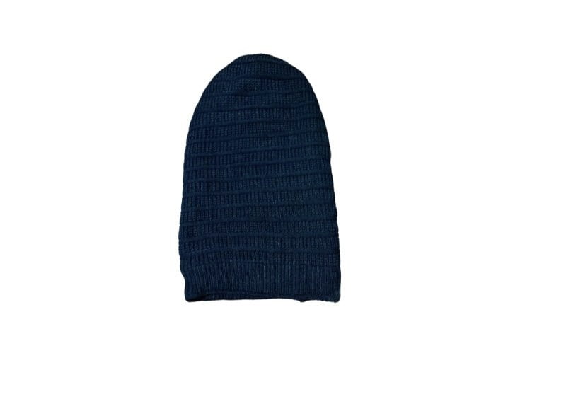 Fur  Beanie Cap Woolen Navy